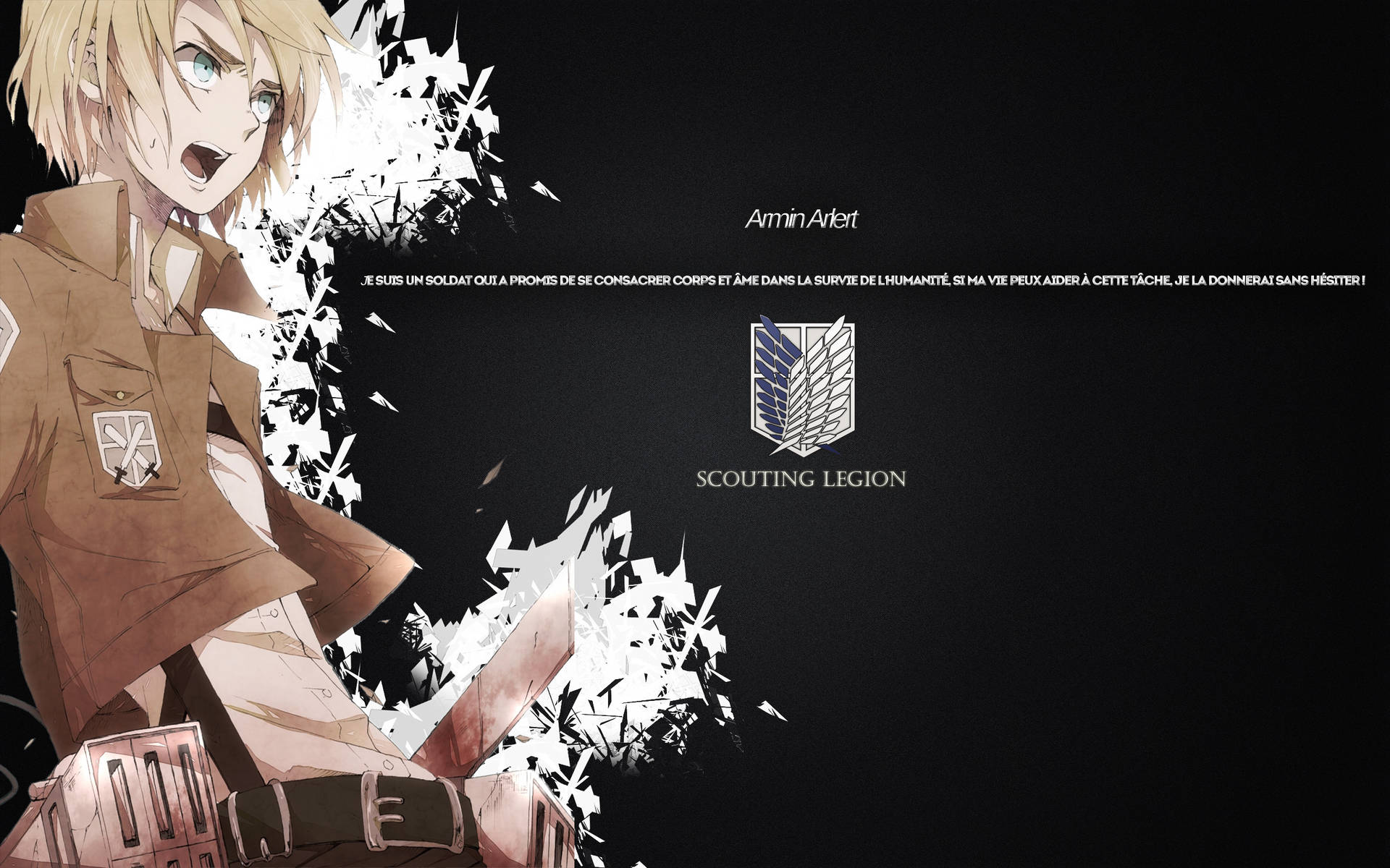 Armin Arlert With AOT Logo Wallpaper