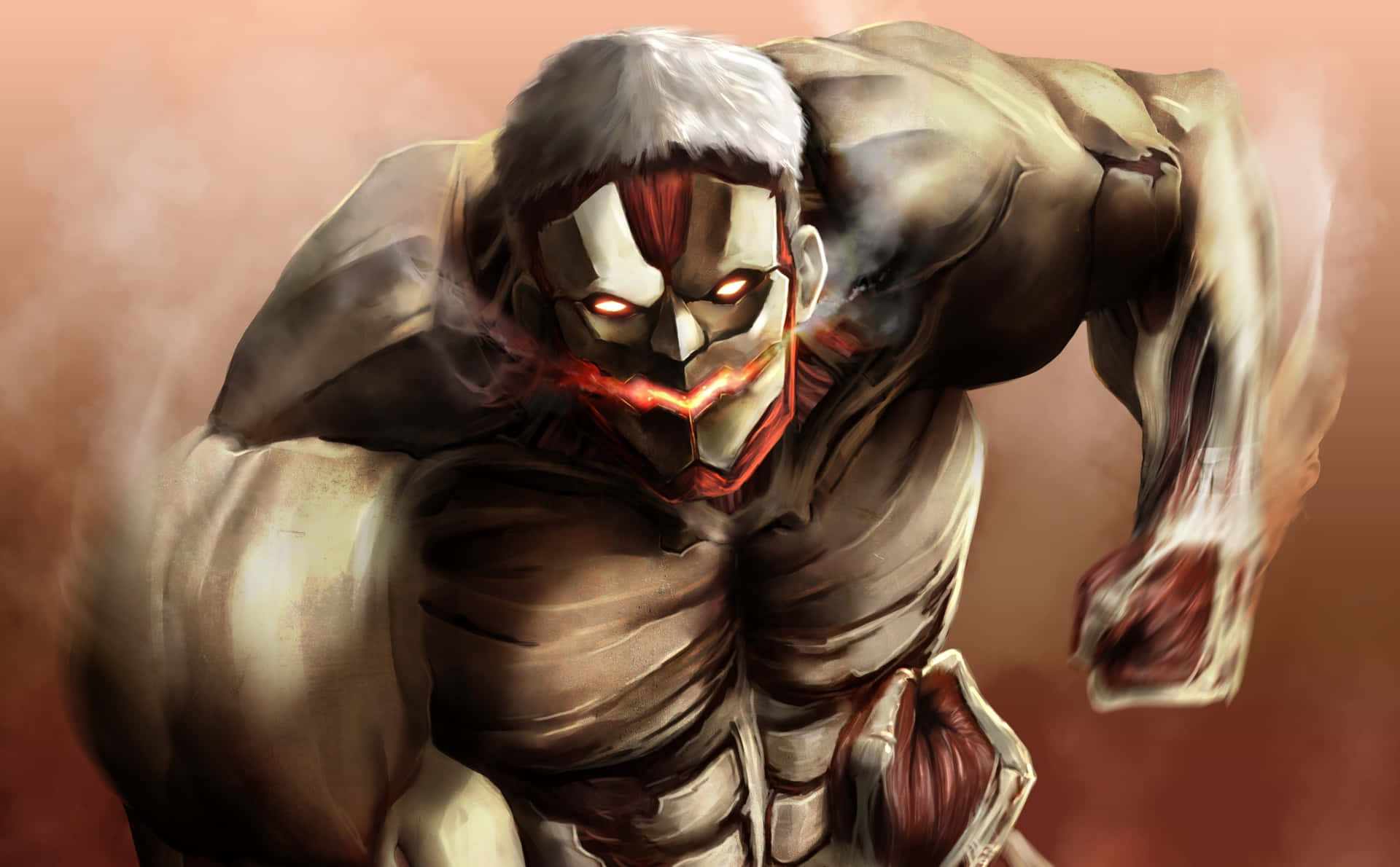 Witness the power of the Armored Titan in this breathtaking image" Wallpaper