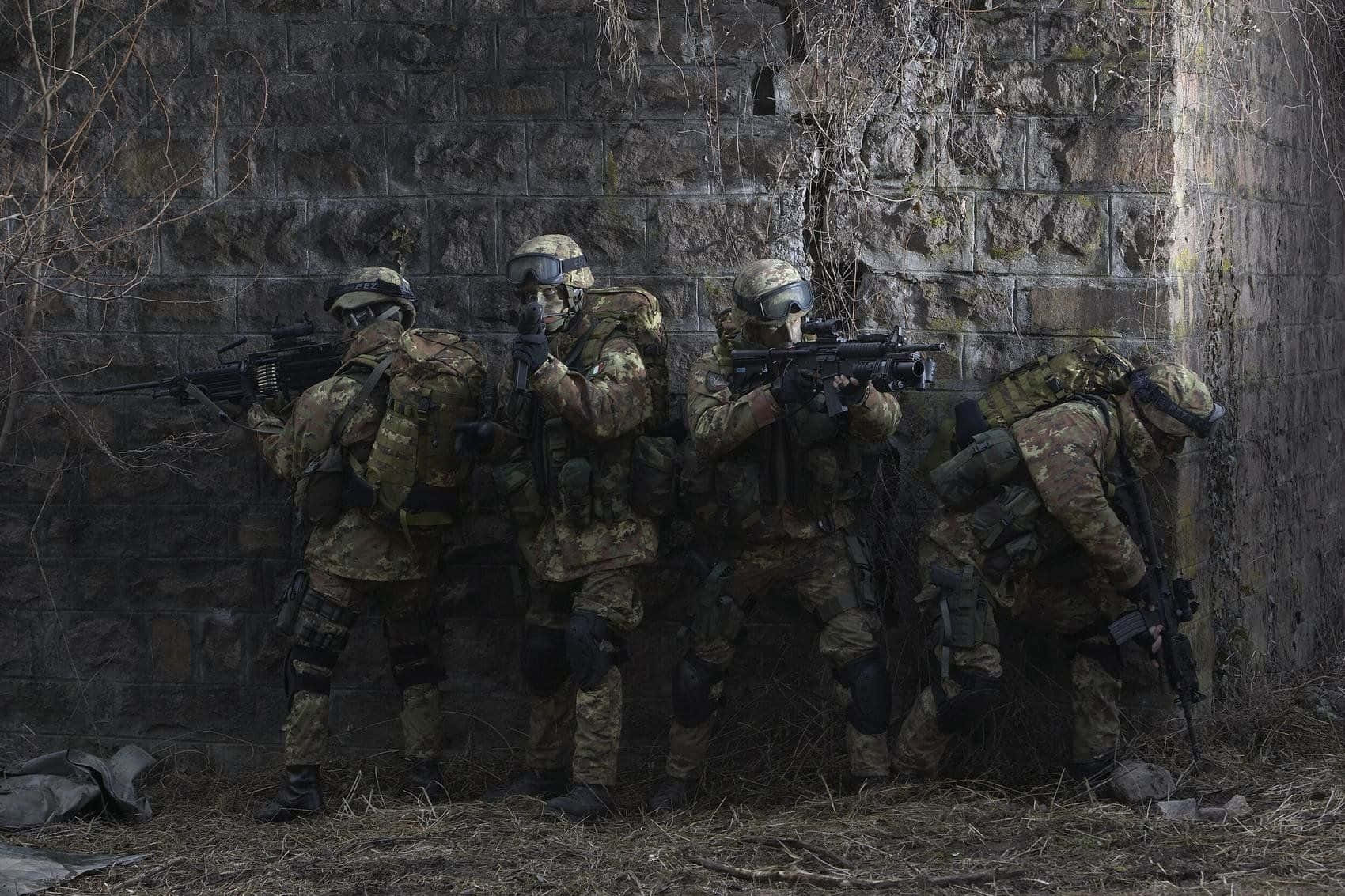 Army soldiers in formation during exercise