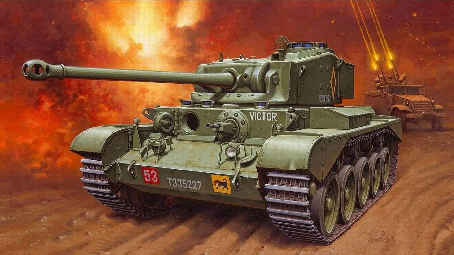 Armeegrün Panzer In Flammen Wallpaper