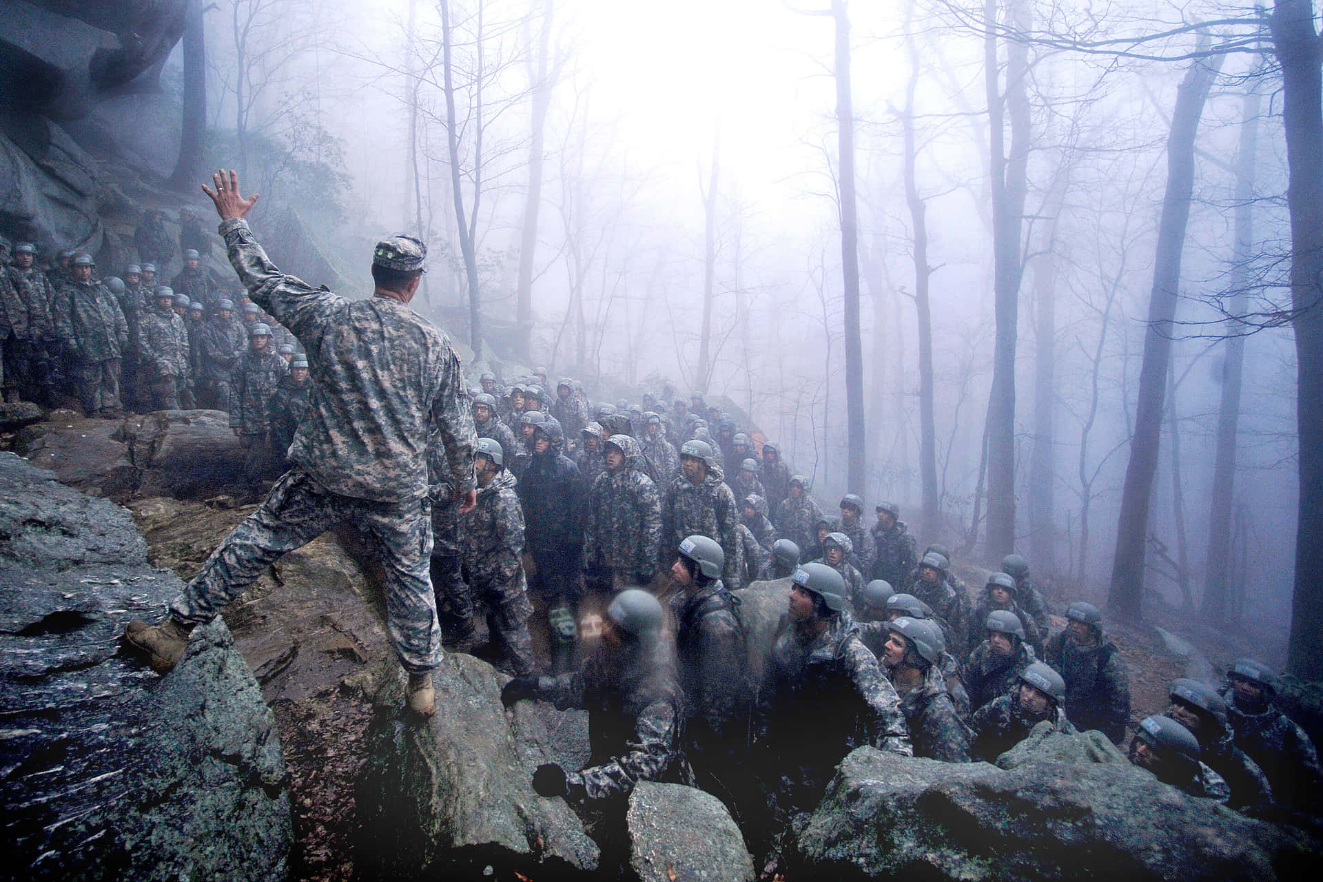 Army Ranger Trainingin Foggy Forest.jpg Wallpaper
