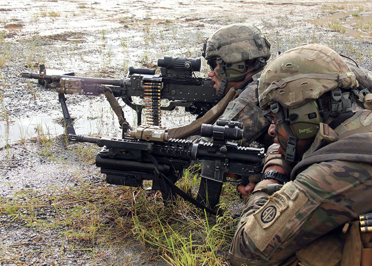 Army Rangers In Field Training Wallpaper