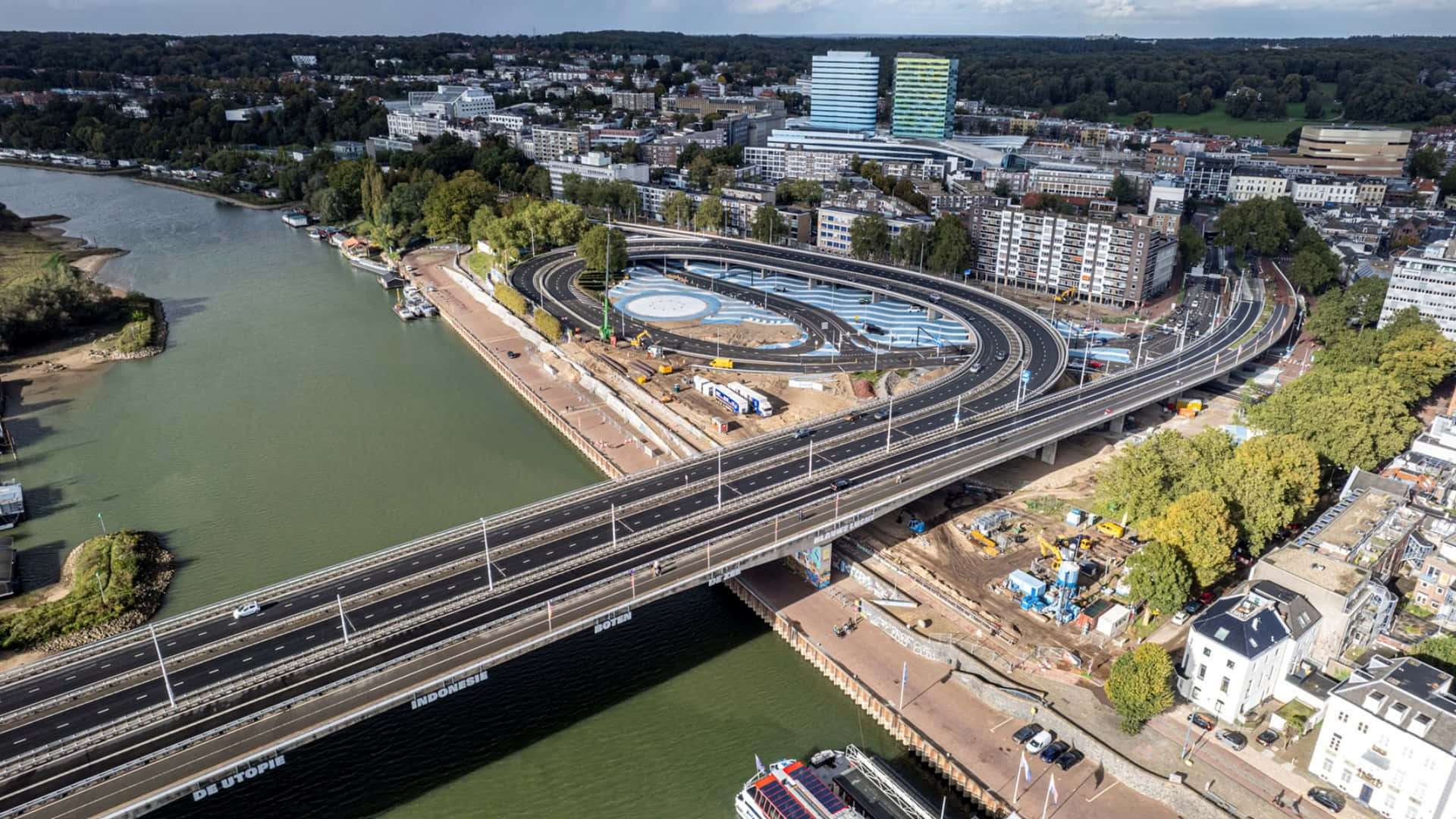 Arnhem Aerial View River Infrastructure Wallpaper