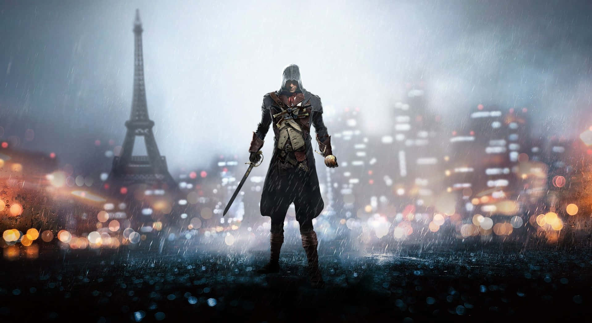 Arno Dorian gracefully leaping in the streets of Paris, Assassin's Creed Unity. Wallpaper