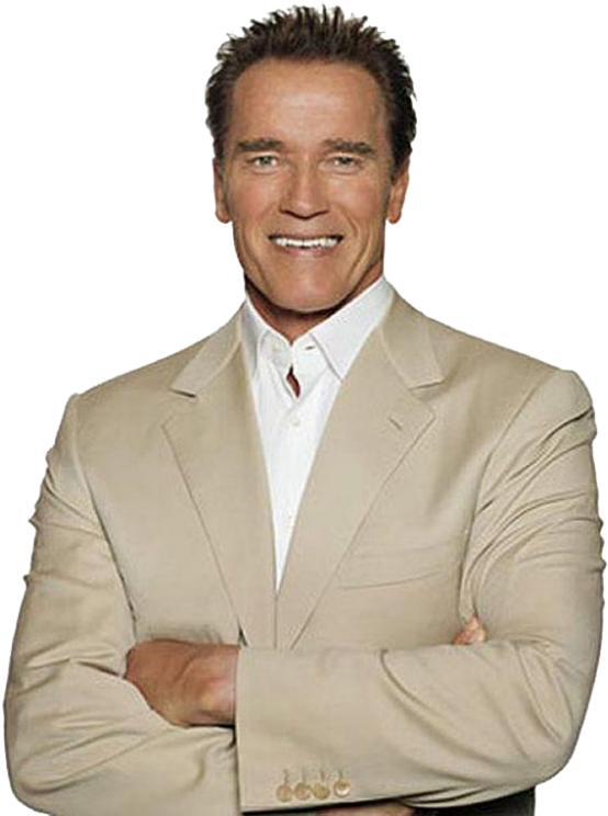 Arnold Schwarzenegger Beige Suit Portrait PNG
