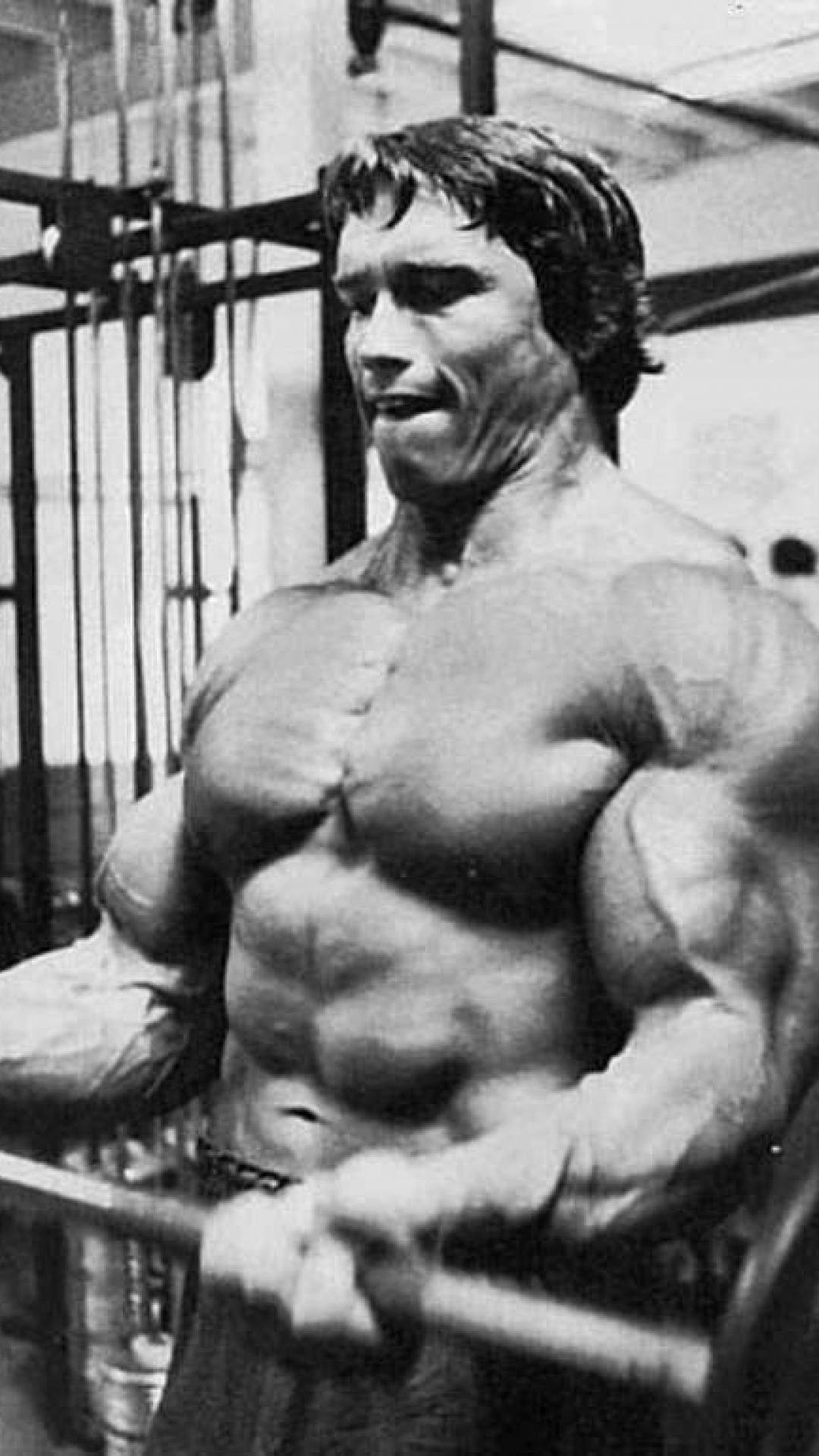 Arnold Schwarzenegger Lifting Dumbbell