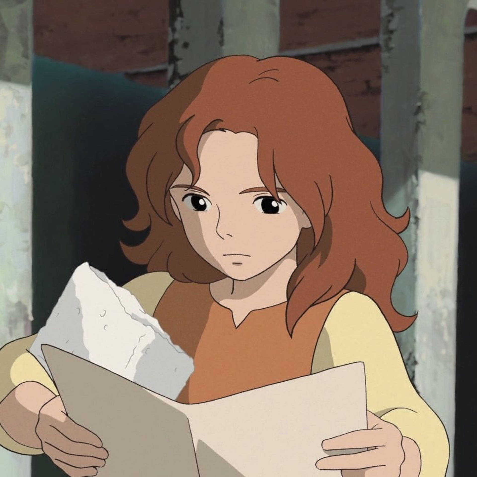 Arrietty Reading A Paper Background