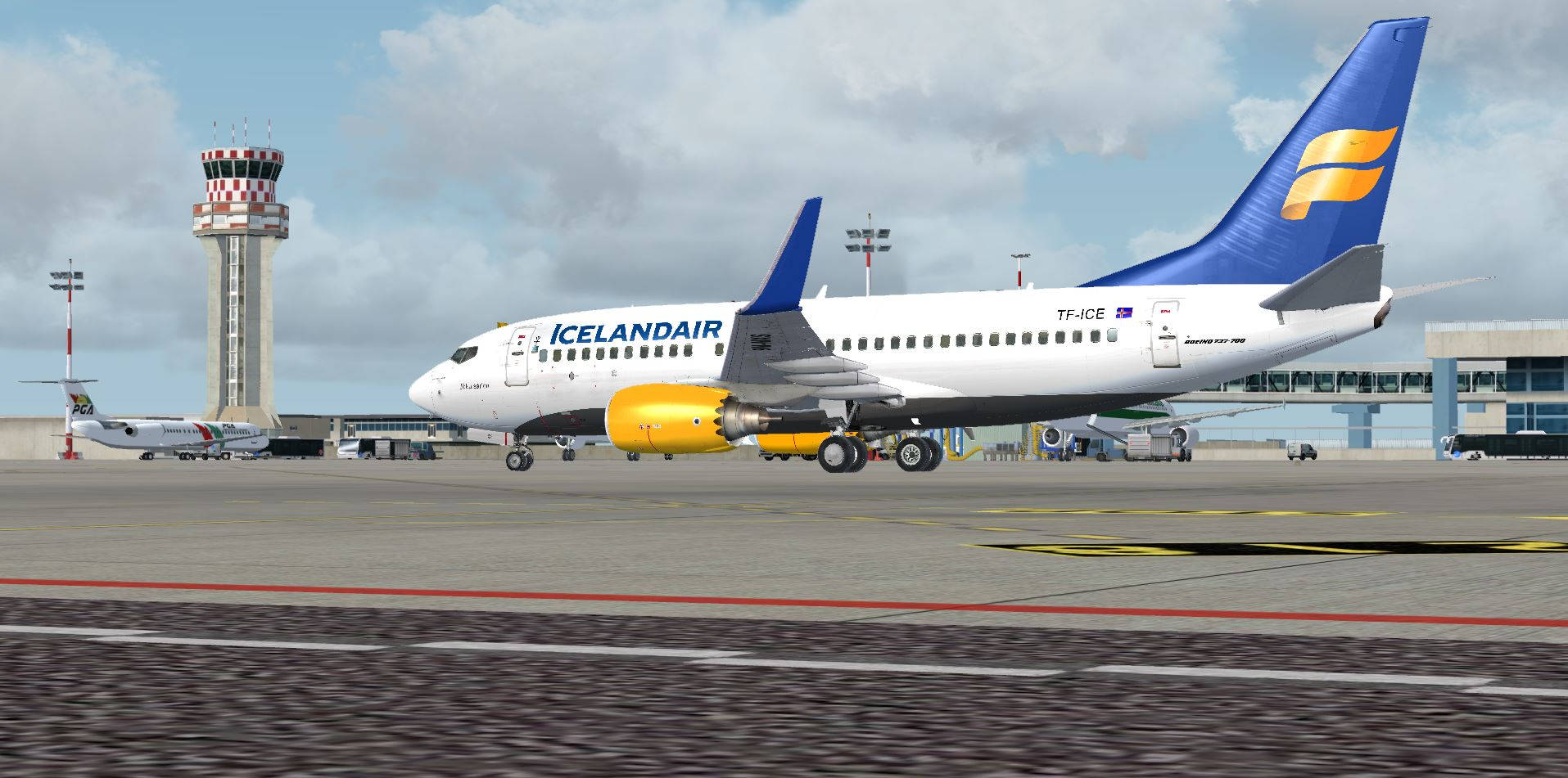 Arrivodell'aereo Di Icelandair Aviation Sfondo