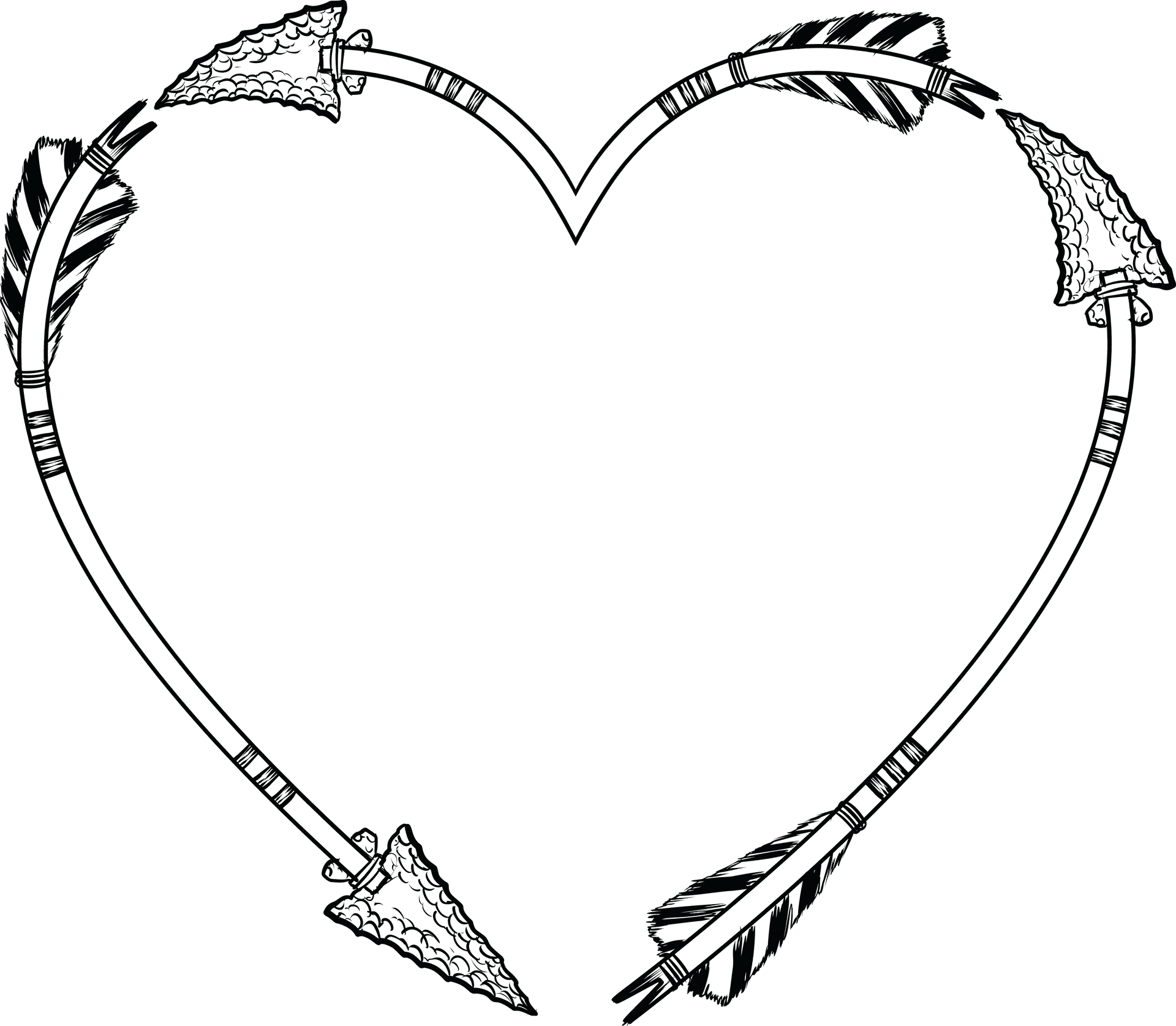 Arrow Heart Line Art PNG