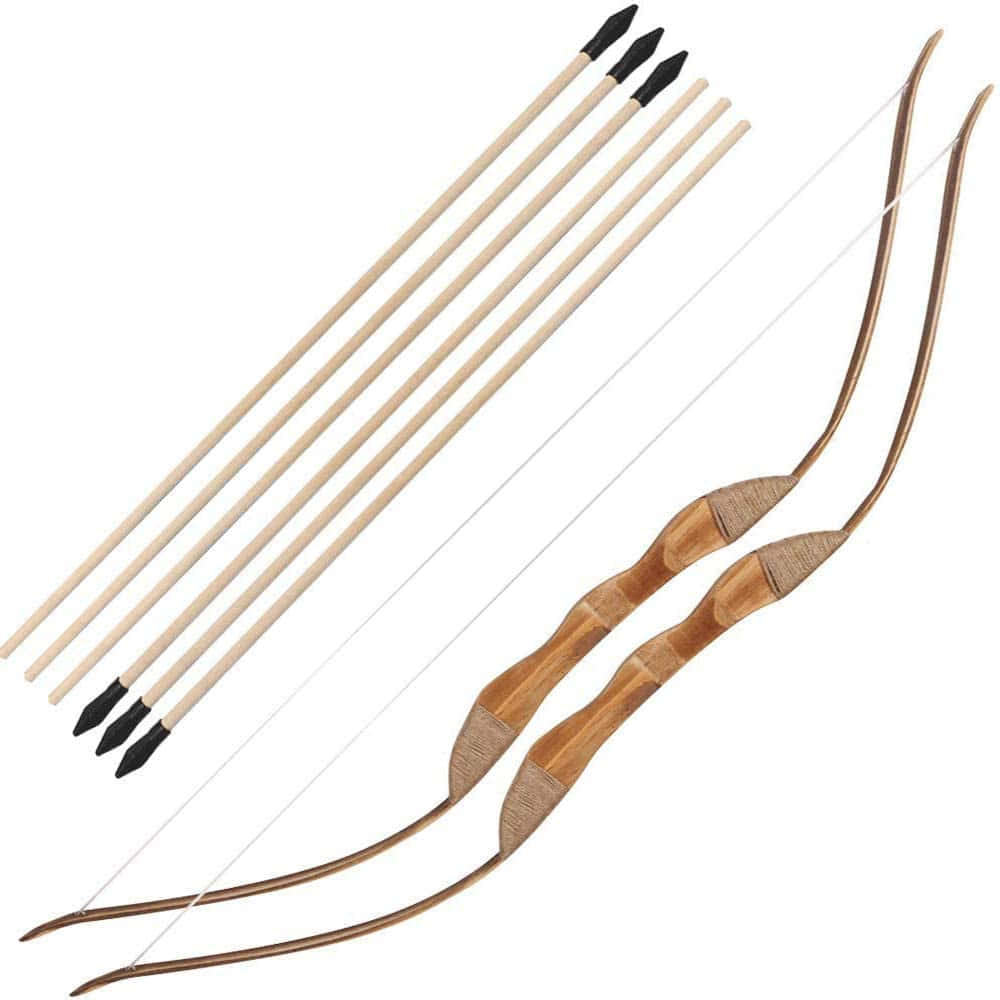 A Wooden Bow And Arrow Set With Two Arrows