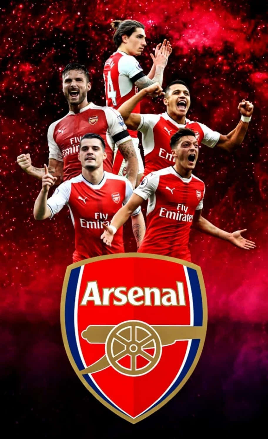 Arsenal team posing at the stadium