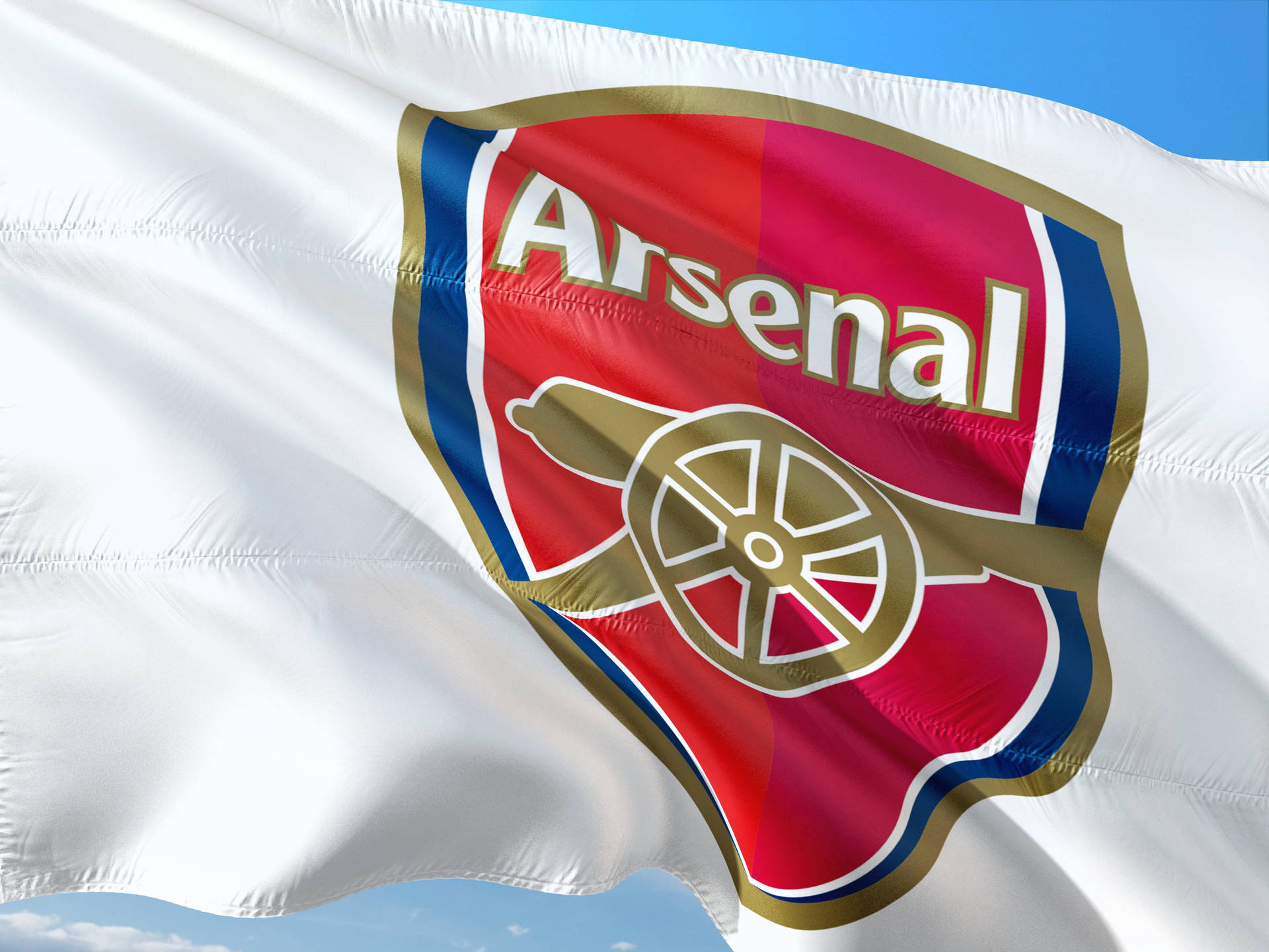 Arsenal Fc Logo On White Flag Background
