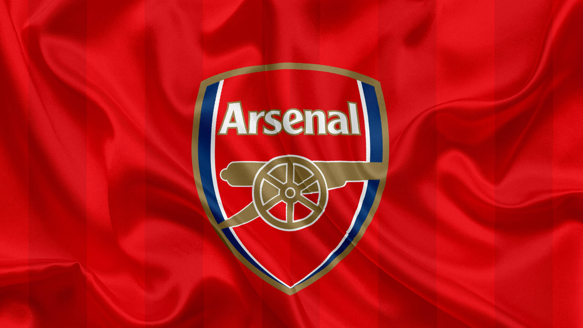 Arsenal Flag On Red Silk