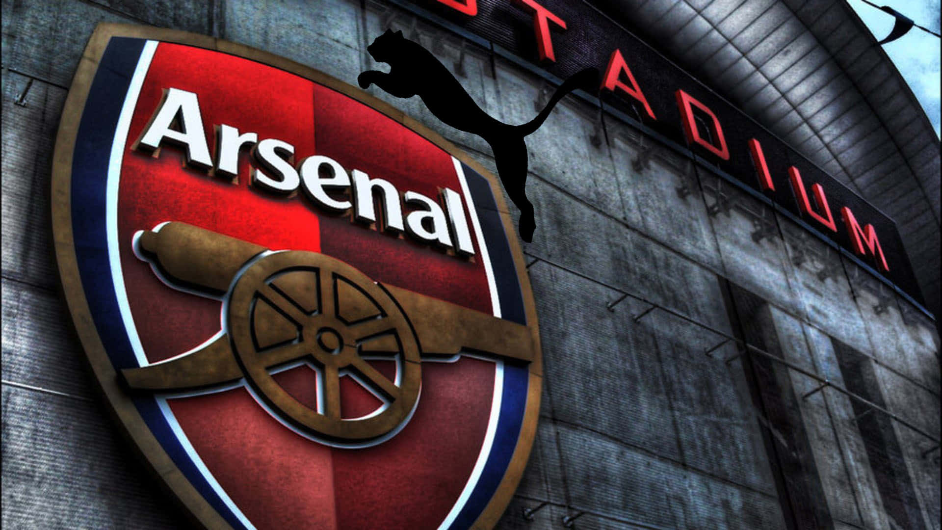 Arsenal Stadium Signagewith Puma Logo Wallpaper