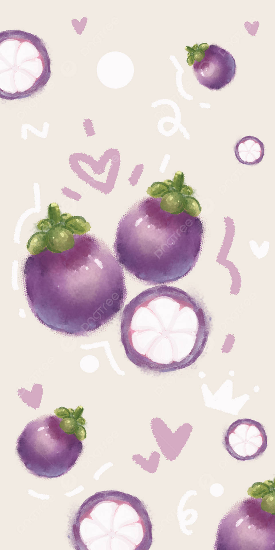 Arsty Cute Animated Mangosteen Background