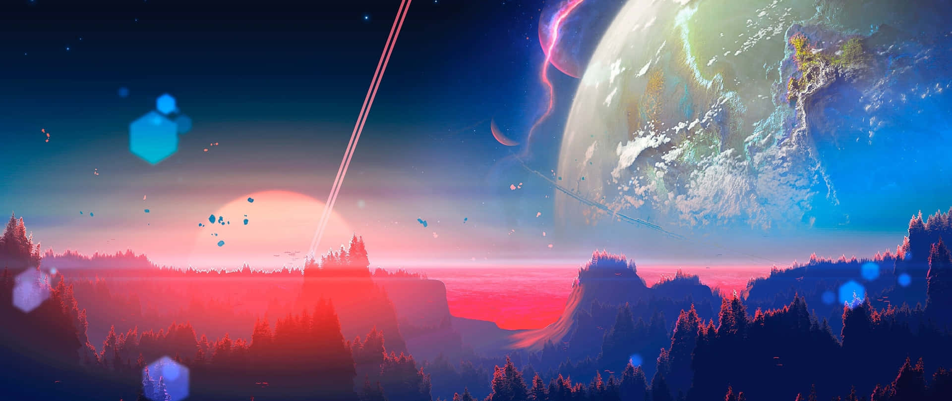 Outer Space Aesthetic Art 2560x1080 Wallpaper