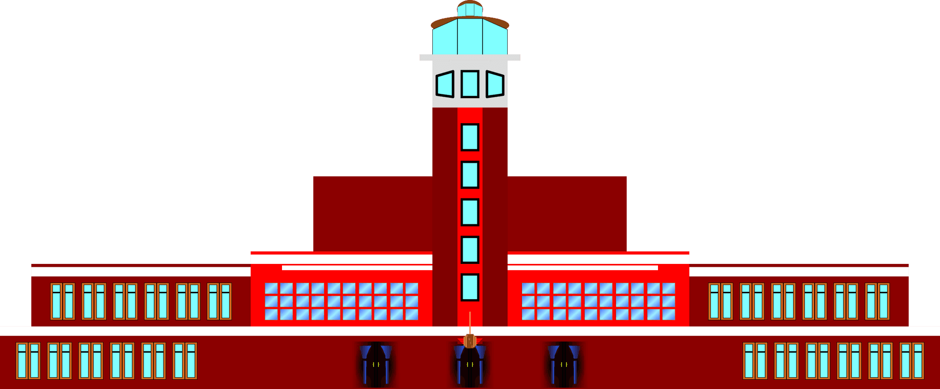 Art Deco Airport Tower Illustration PNG
