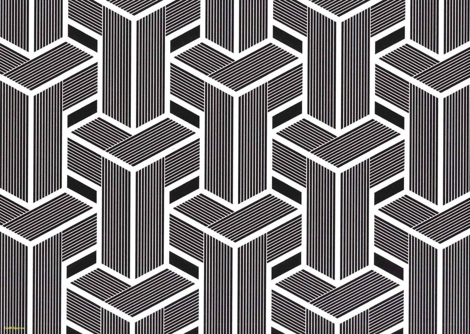 A Black And White Geometric Pattern With A Black And White Background