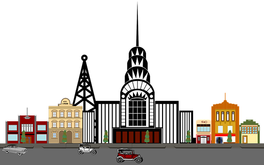 Art Deco Cityscape Illustration PNG