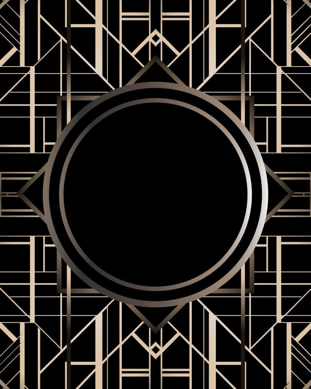 A Gold And Black Deco Frame With A Circular Frame Wallpaper