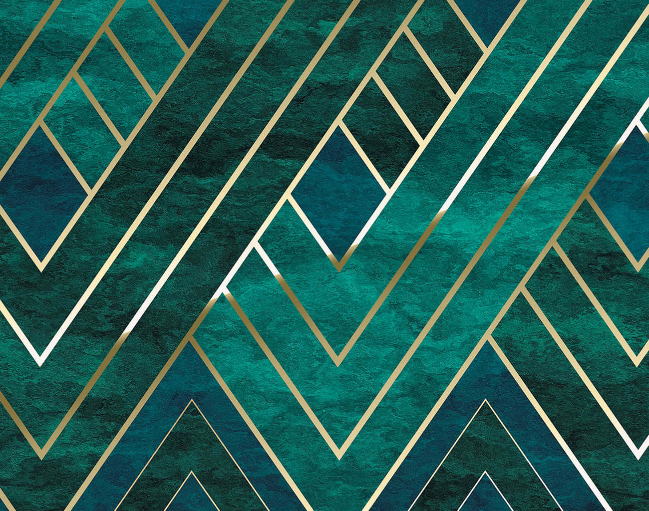 En teal og guld geometrisk mønster Wallpaper