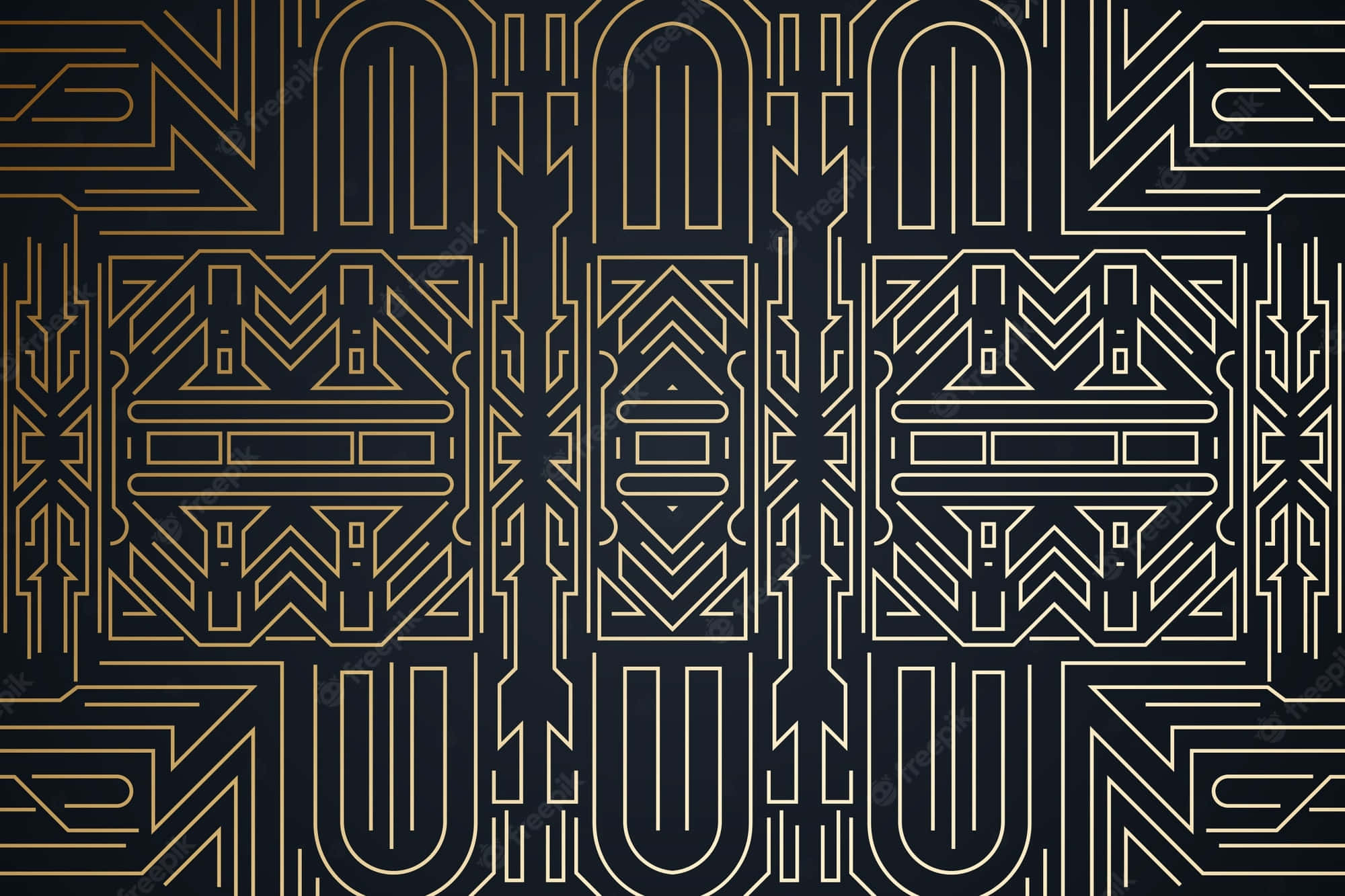 A Gold And Black Deco Pattern Wallpaper