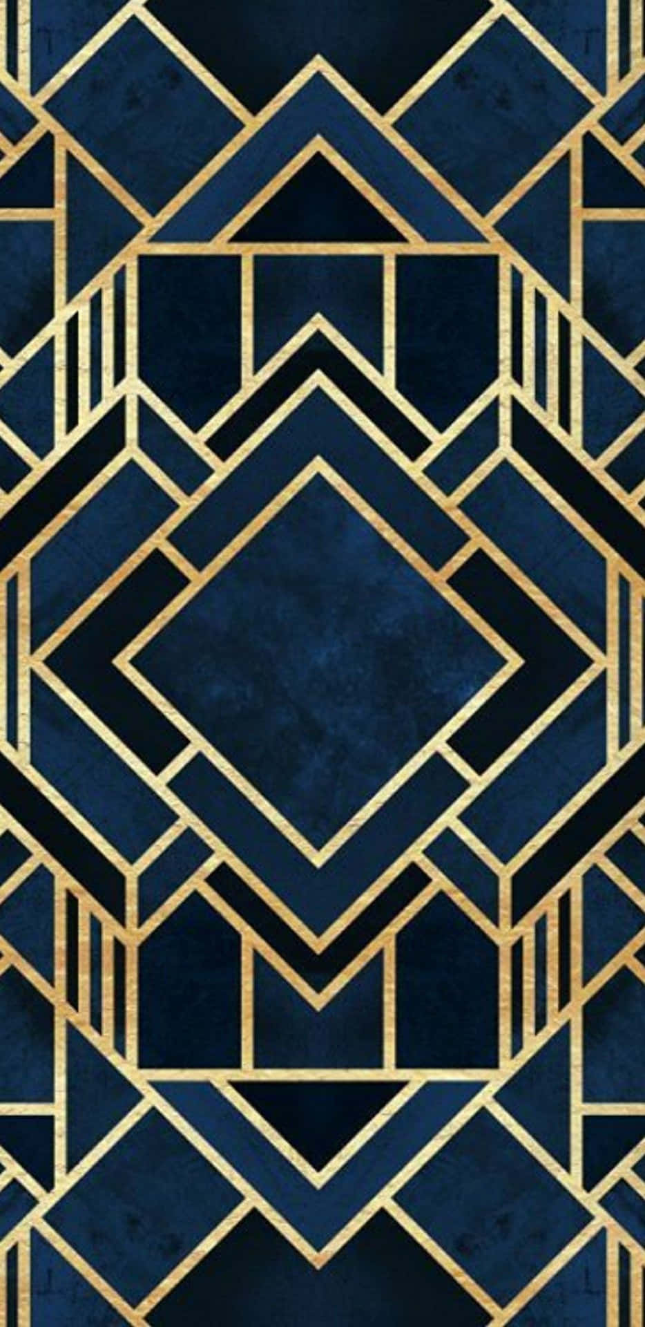 Blue And Gold Art Deco Iphone Wallpaper
