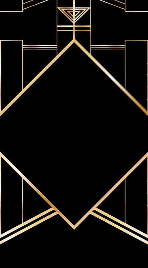 Et guld og sort baggrund med et geometrisk design Wallpaper