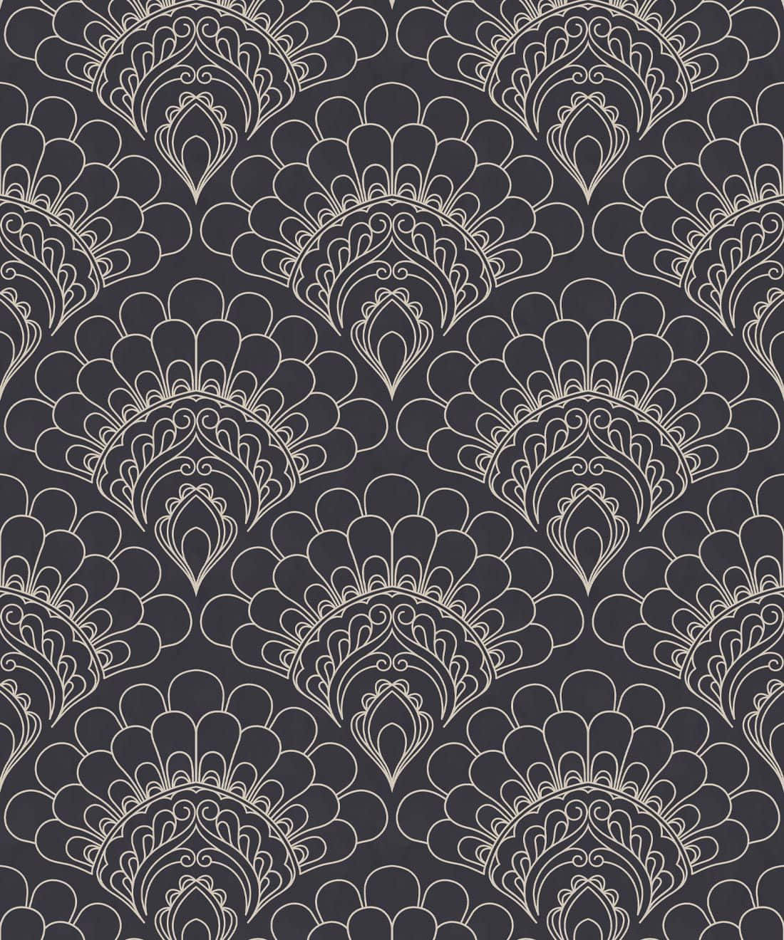 A Gray And White Pattern With A Floral Design Wallpaper