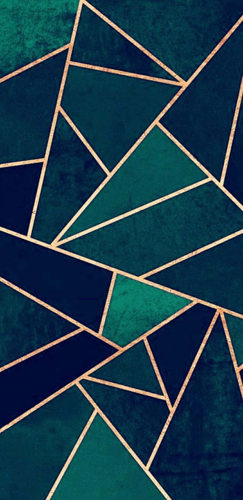 Engrön Och Guld Geometrisk Mönster Tapet Wallpaper