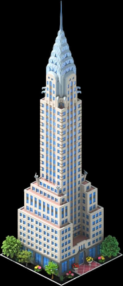 Art Deco Skyscraper Rendering PNG