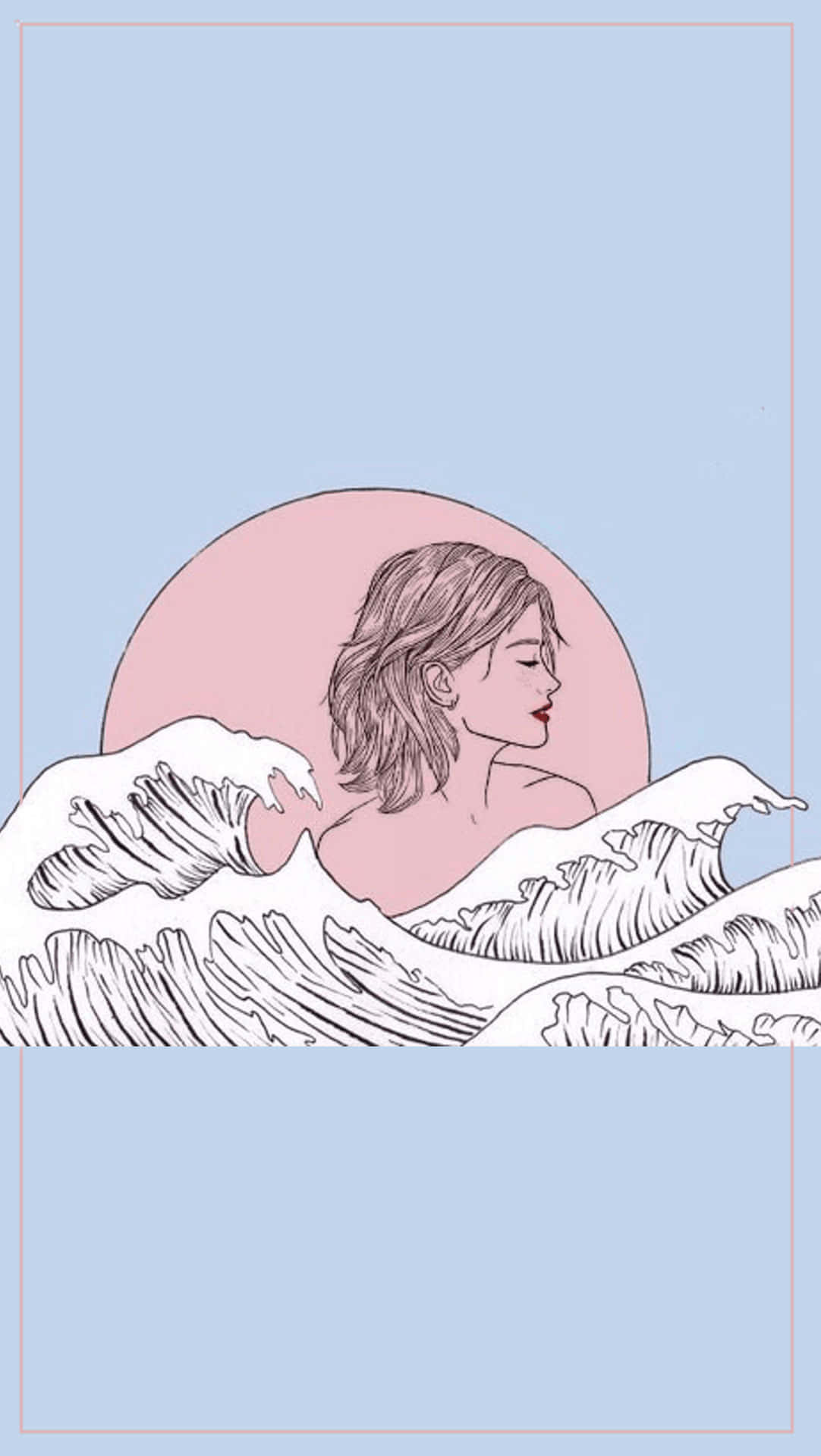 Einefrau Ist Im Wasser Mit Einer Welle. Wallpaper