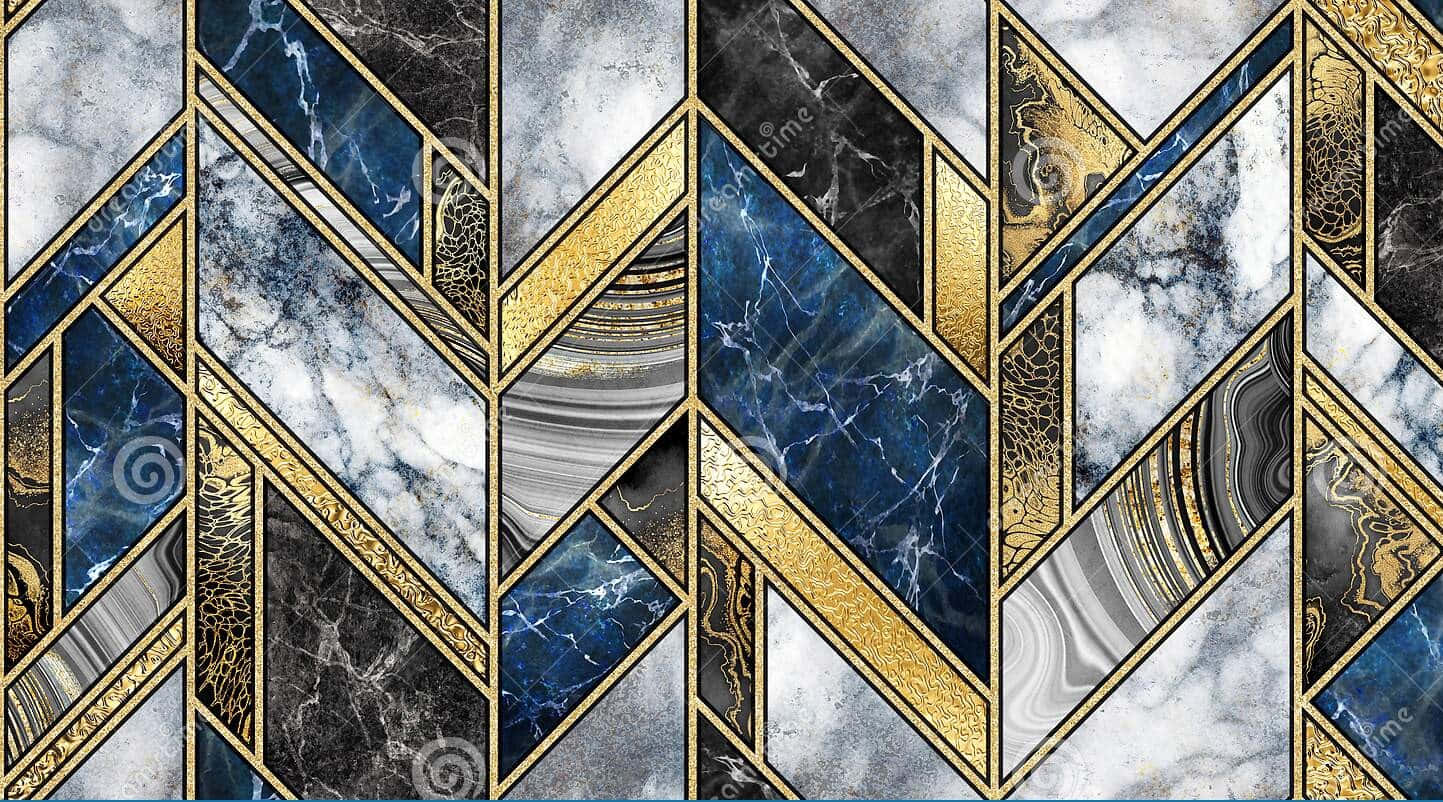 A Blue And Gold Marble Pattern Wallpaper Wallpaper