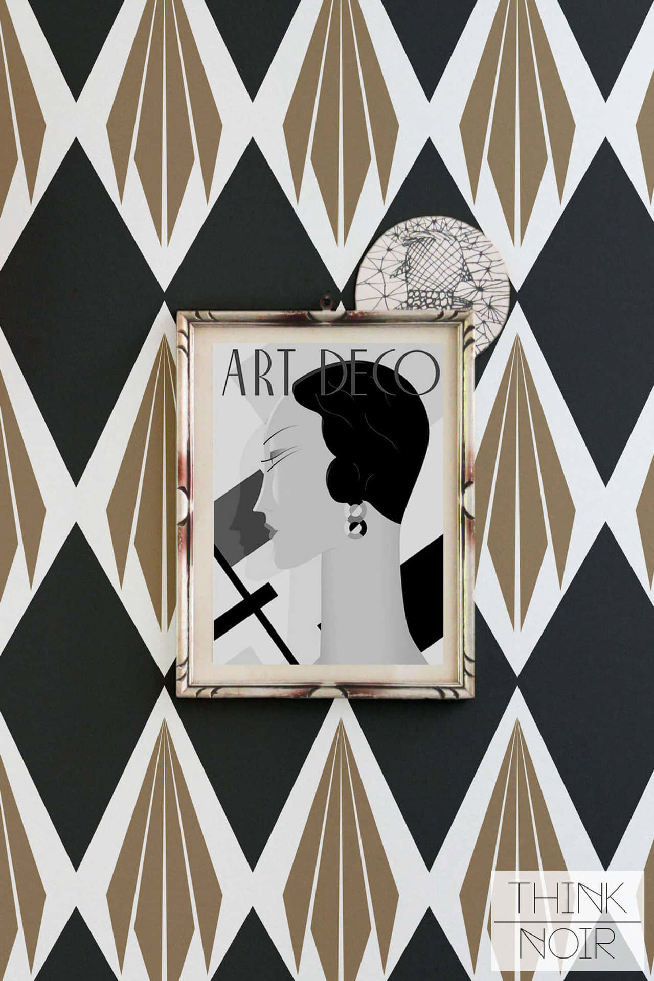 Artdeco Tapet - En Sort Og Hvid Billedramme Wallpaper