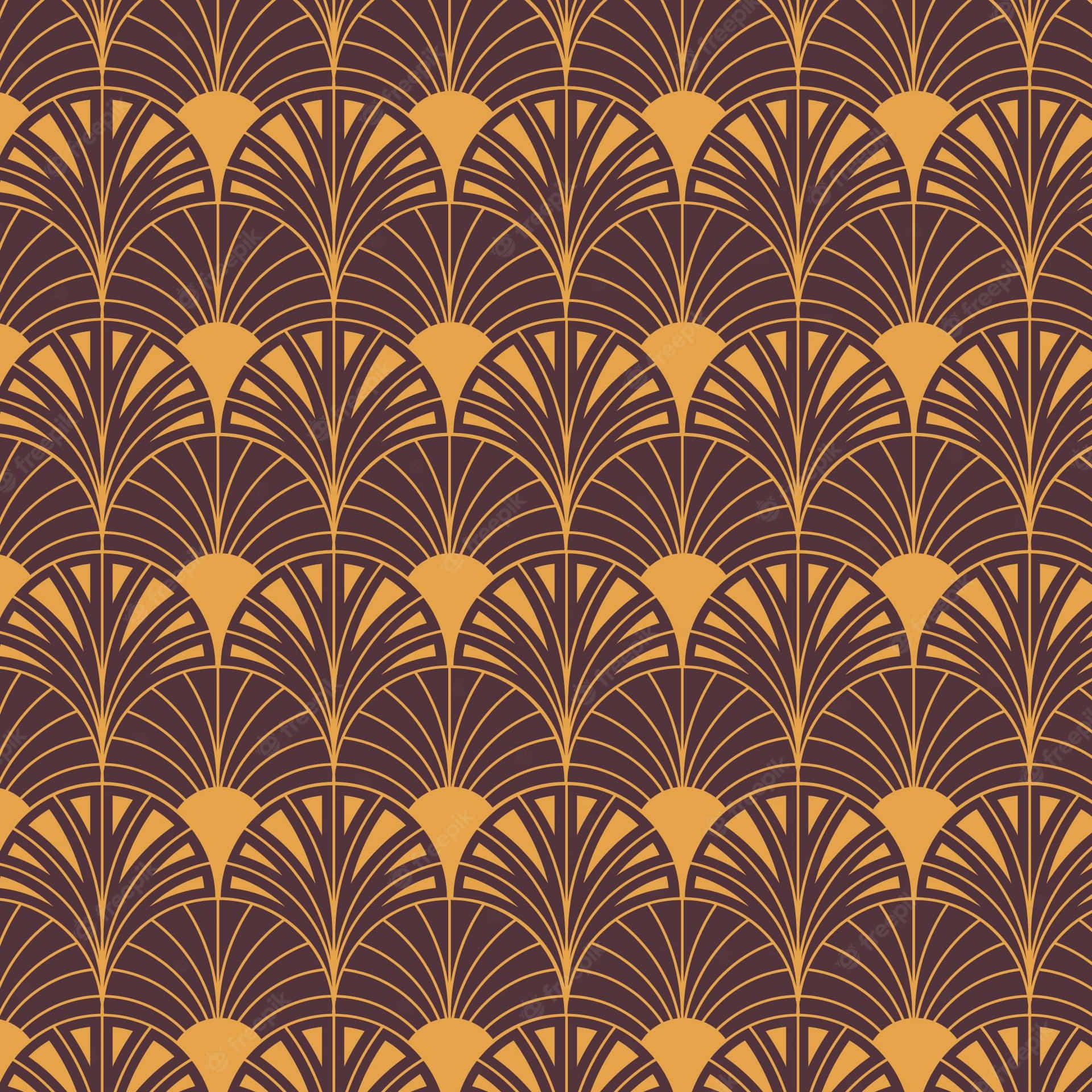 A Pattern With A Fan Design In Brown And Orange Wallpaper