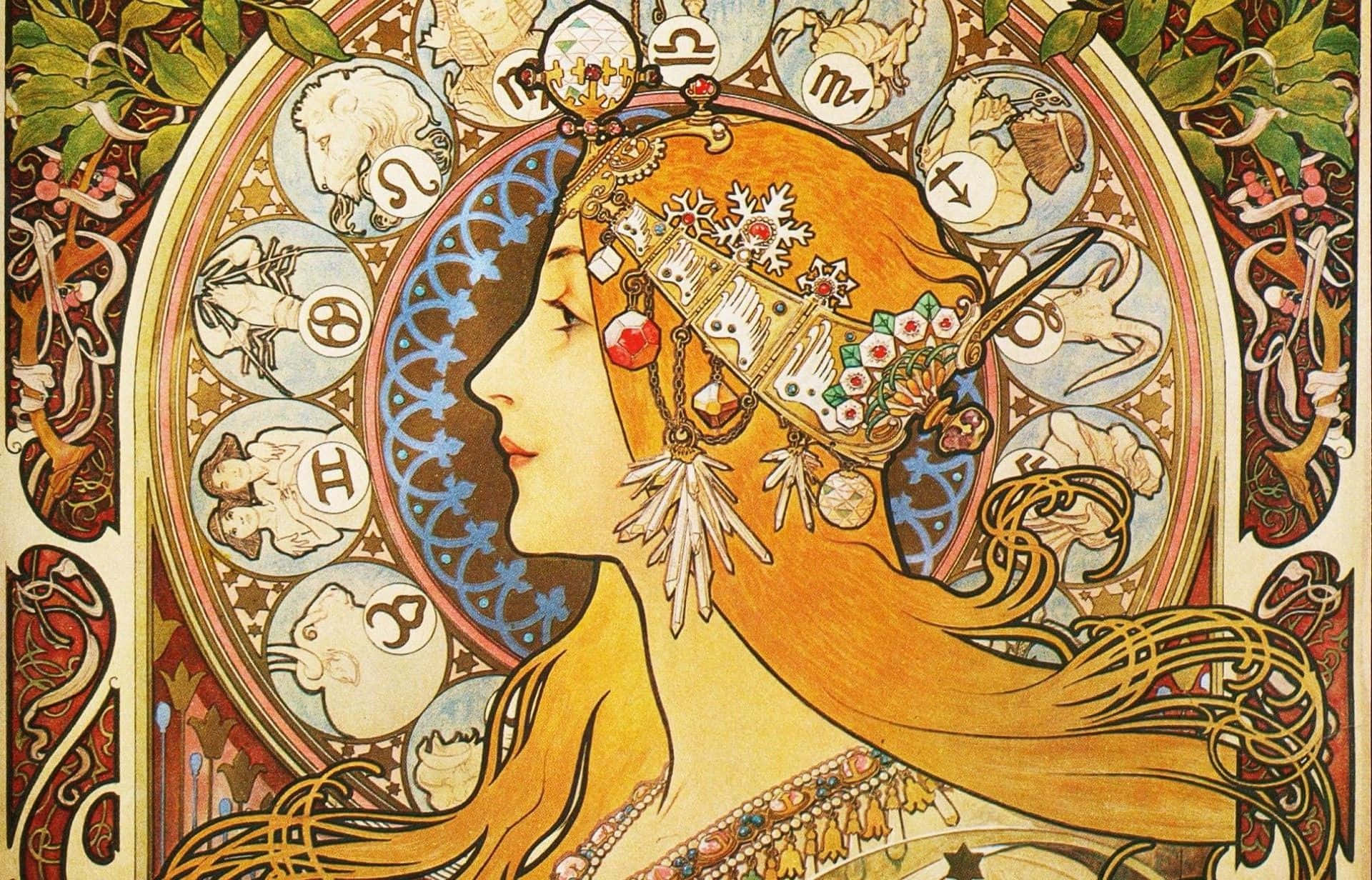 Einekunstvoll Gestaltete Art Nouveau Konstruktion Wallpaper