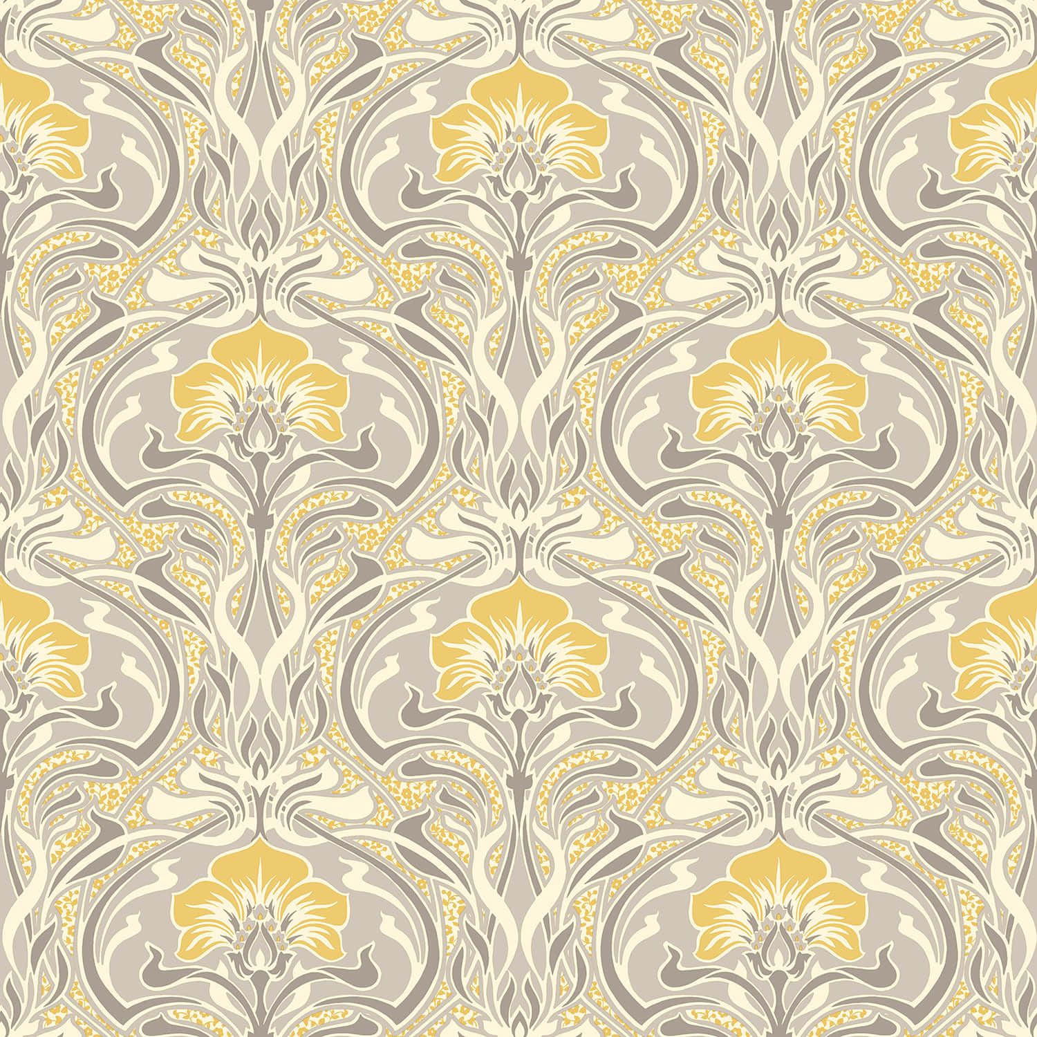 A Wallpaper With Yellow And Gray Flowers Wallpaper