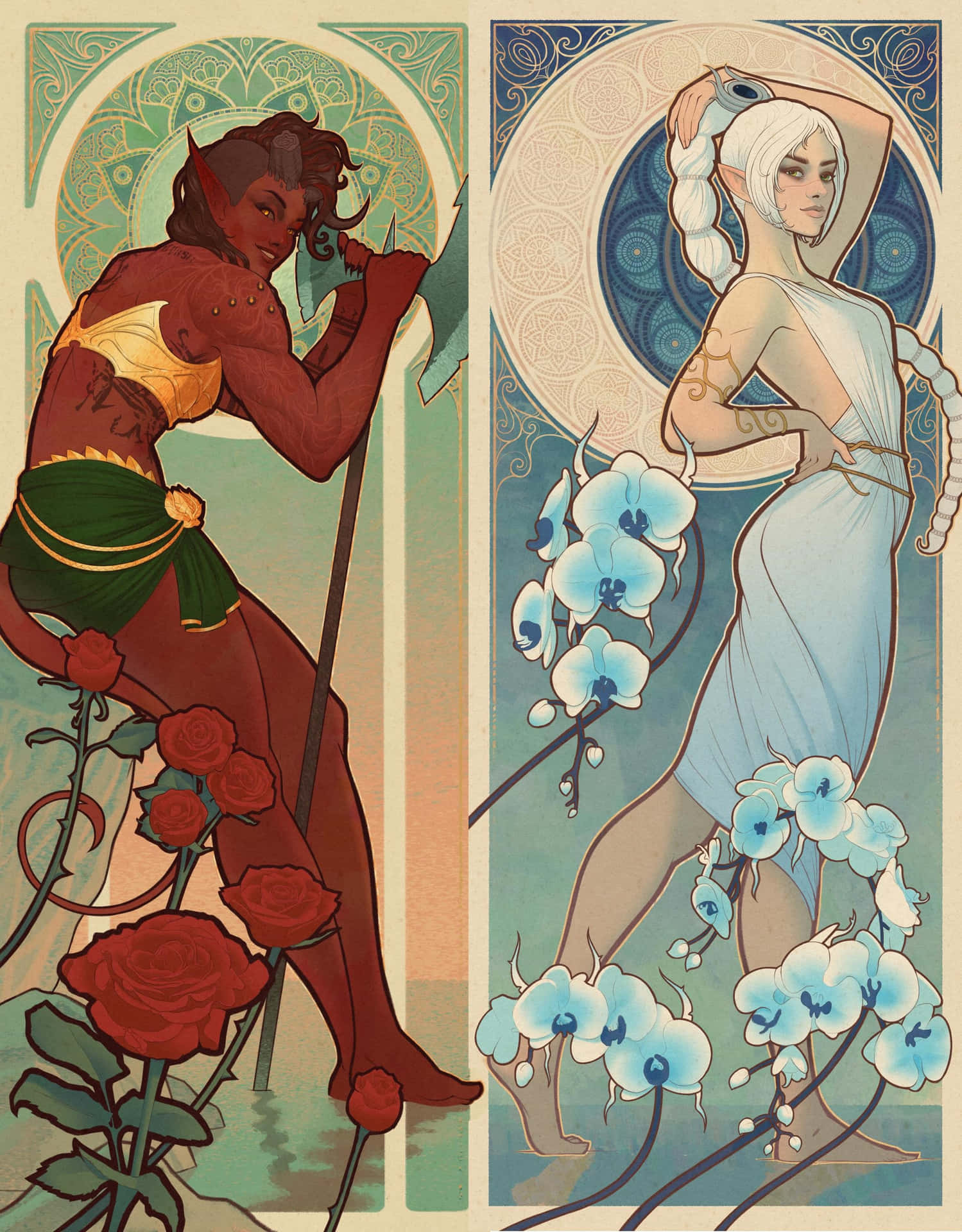 Art Nouveau Style Fantasy Illustration Wallpaper