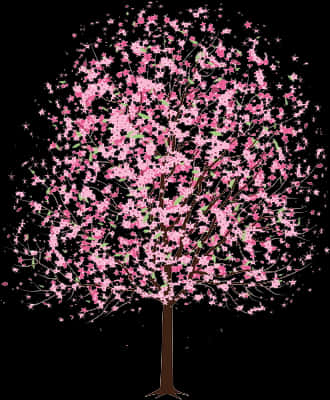Art Tree Trees Pink Cherry Blossom Transparent Cherry - Cherry Blossom Tree Drawing PNG