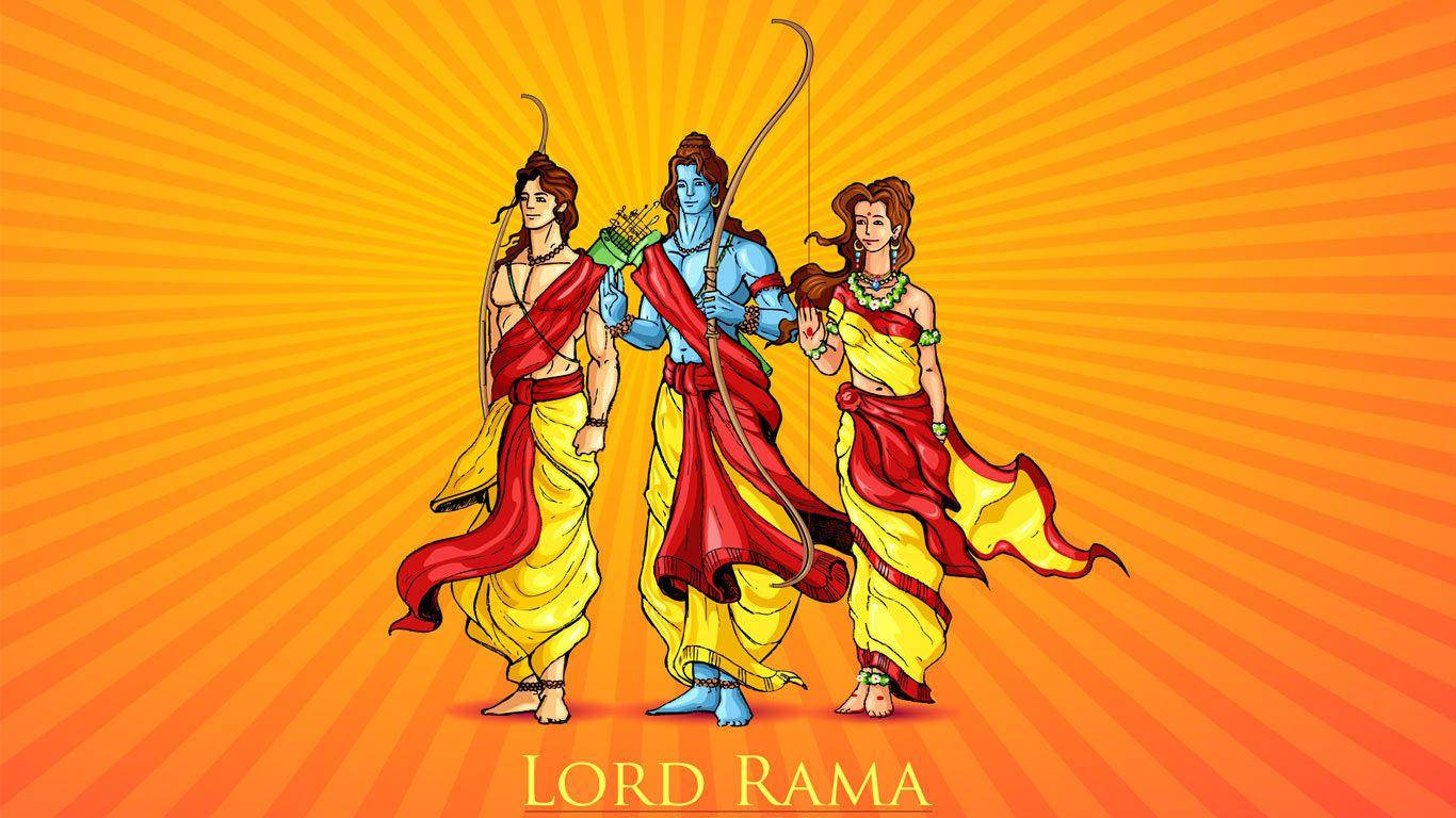 Arte De Jai Shri Ram Rama Sita Lakshmana Papel de Parede