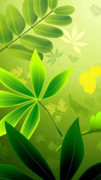 Arte Fascinante De Folhas Verdes Para Iphone Papel de Parede