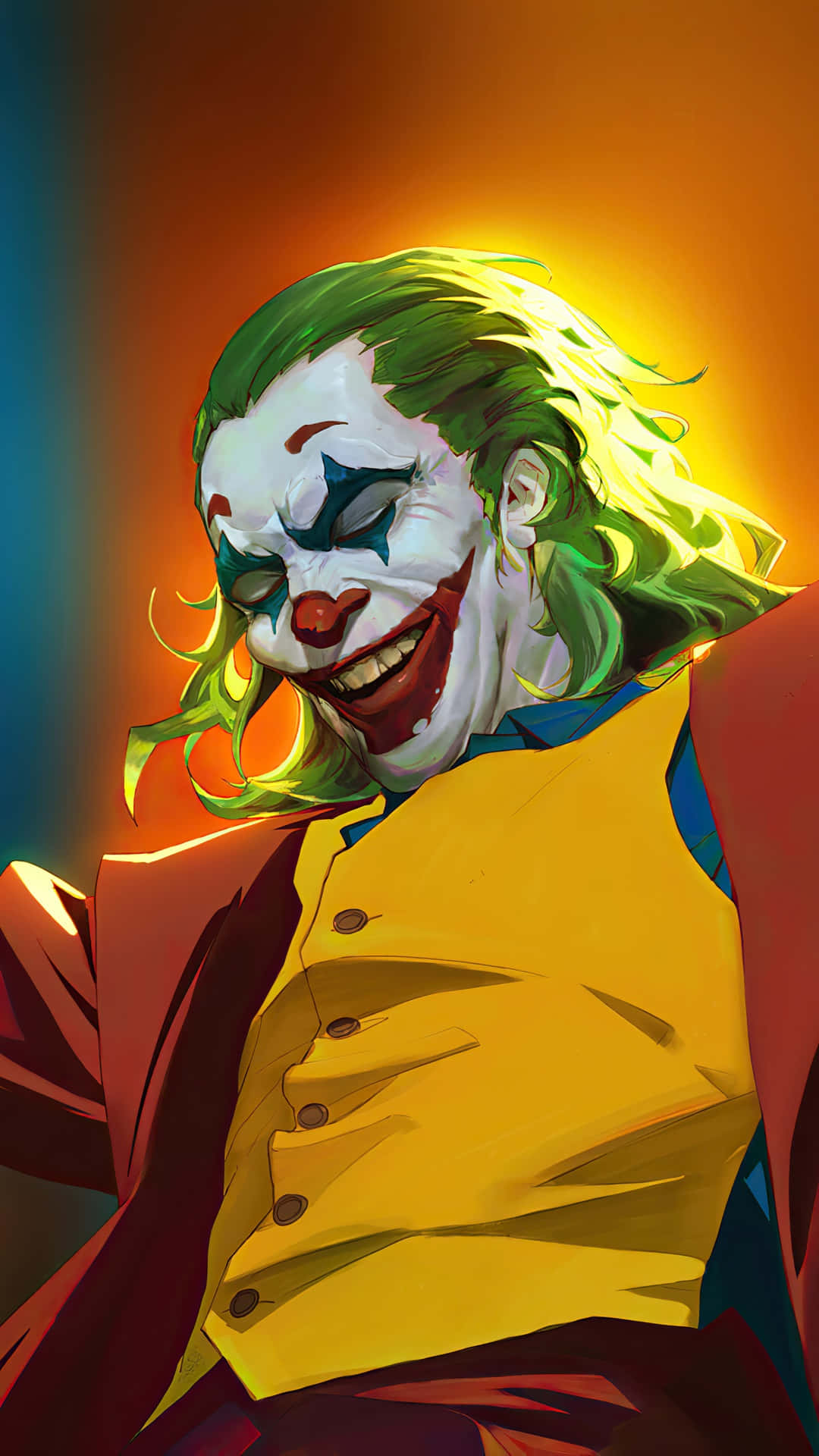 Arthur Fleck's iconic Joker transformation Wallpaper