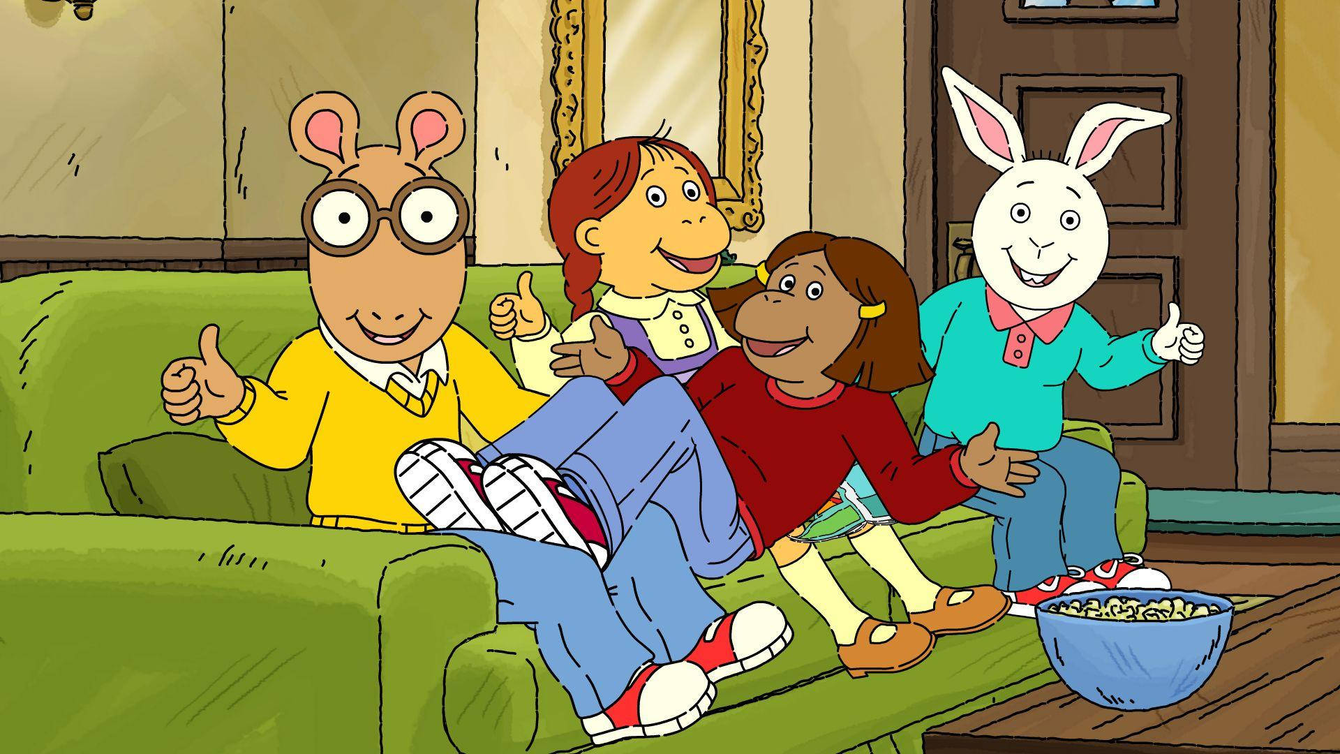 Arthur With Friends On Sofa Background