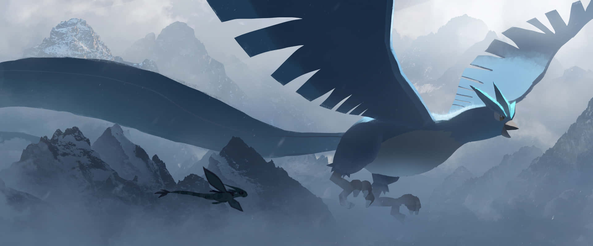 Articuno And Silhouette Of Flygon Wallpaper