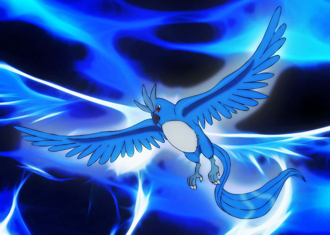 Articuno Flying Against Blue And Black Abstract Wallpaper