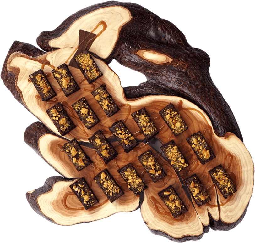 Artisan Chocolate Barson Wooden Platter PNG