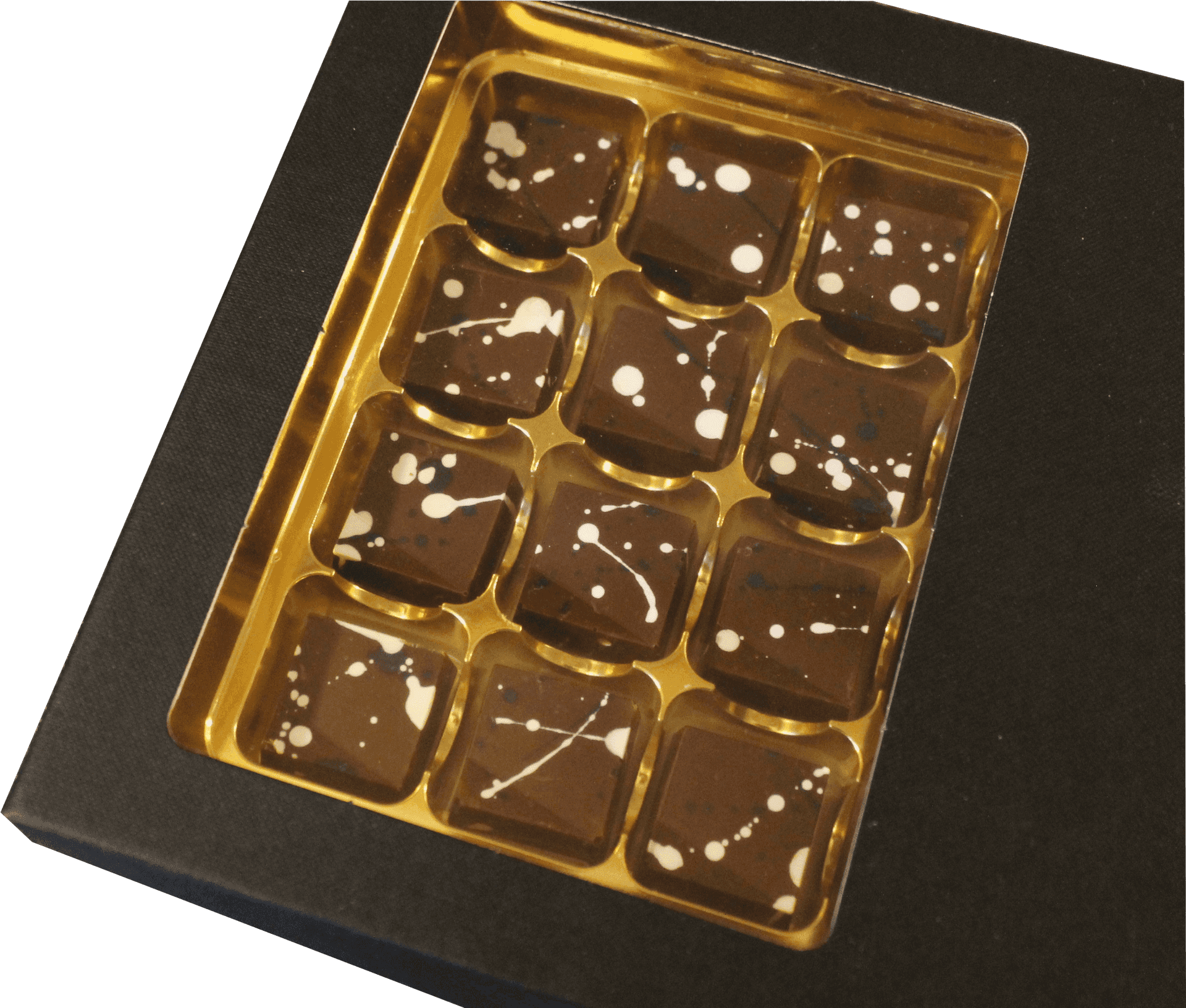 Artisan Chocolate Collection Gold Tray PNG