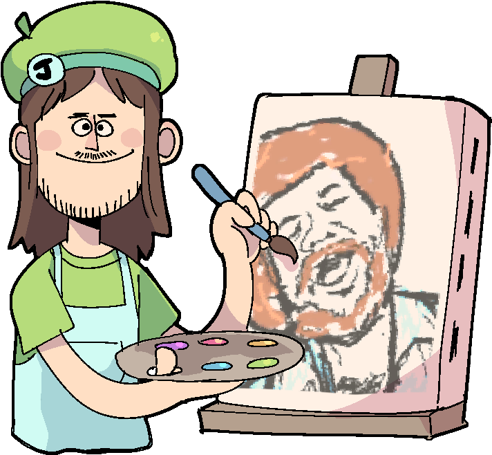 Artist Cartoon Self Portrait PNG