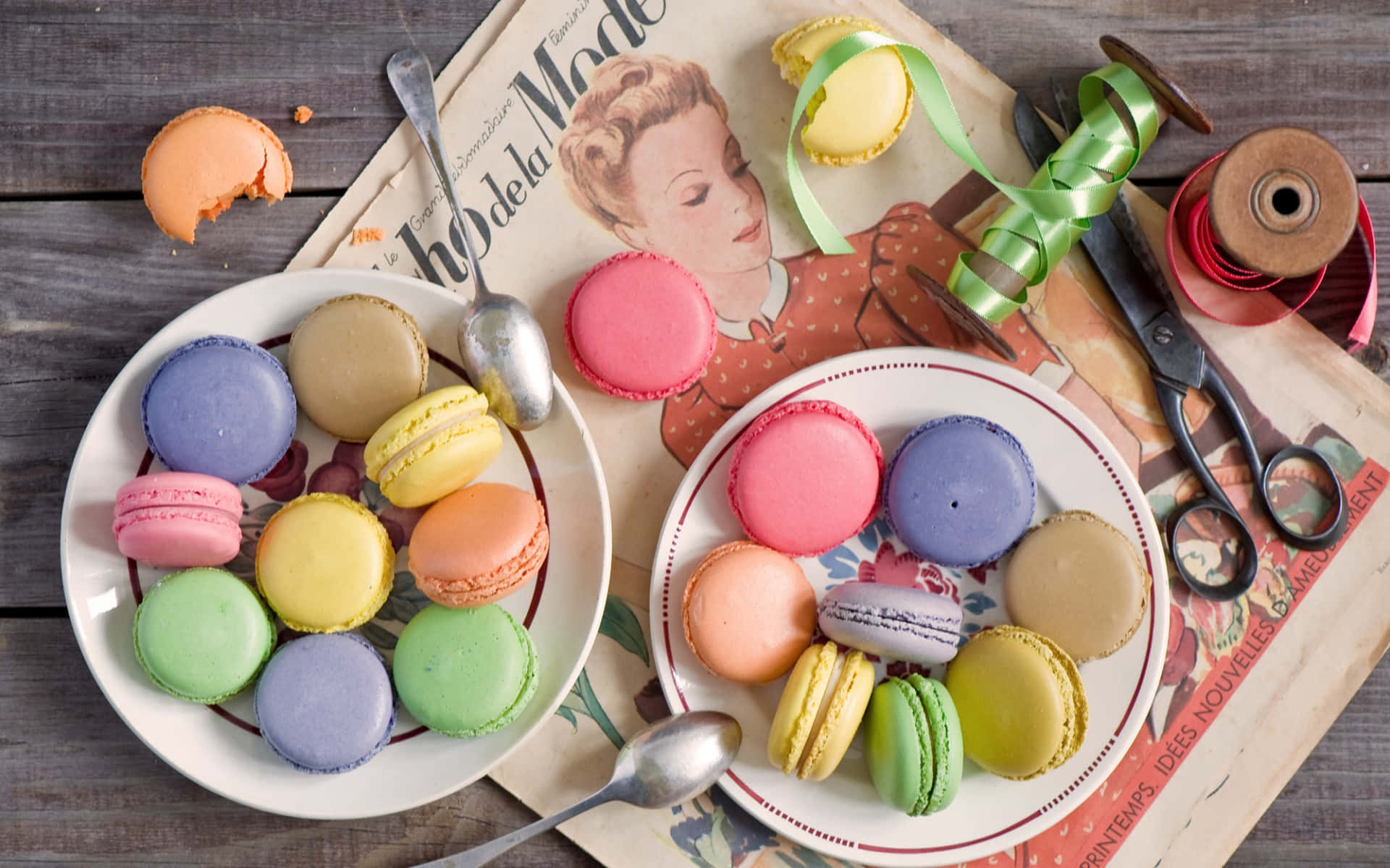 Colorful Array of Delicate Macarons Wallpaper