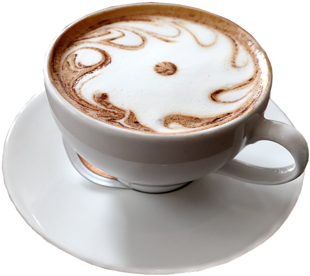 Artistic Cappuccino Coffee Top View PNG